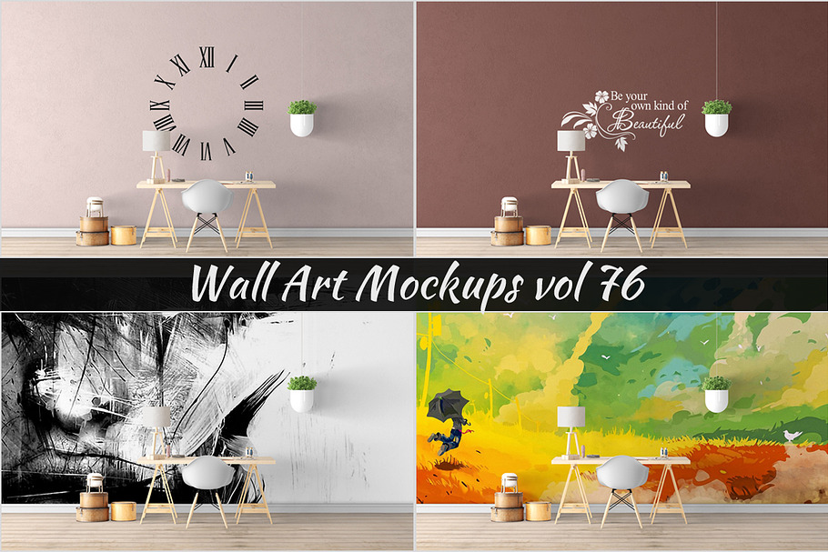 Wall Mockup - Sticker Mockup Vol 76 in Print Mockups - product preview 8