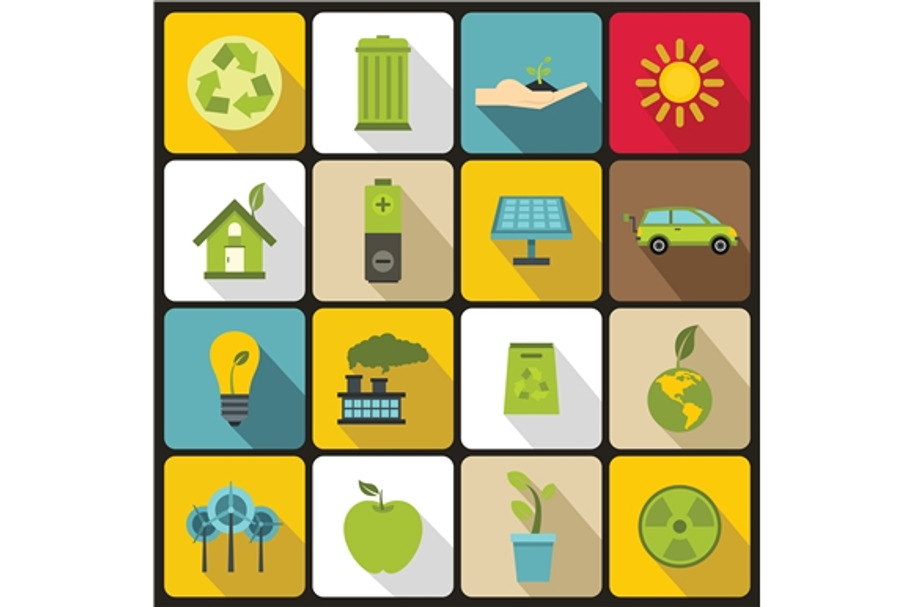 Ecology icons set, flat style in Graphics - product preview 8