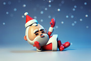3D lying Santa Claus character 