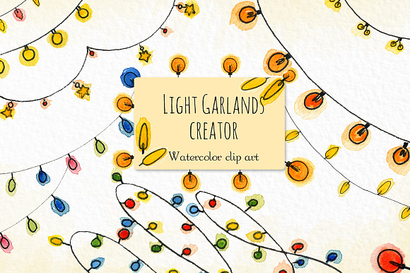 Light garlands creator. Clip art. in Illustrations - product preview 1