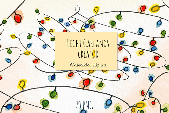 Light garlands creator. Clip art. in Illustrations - product preview 2
