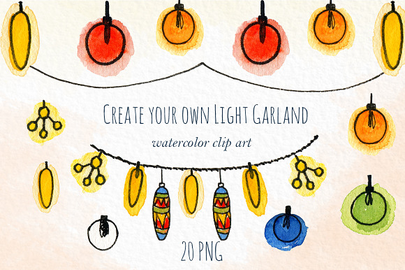 Light garlands creator. Clip art. in Illustrations - product preview 3