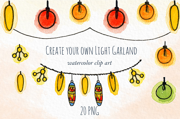 Light garlands creator. Clip art. in Illustrations - product preview 4