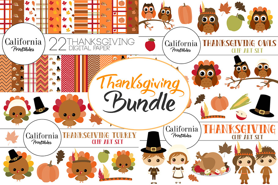 Thanksgiving Bundle - 4 Packs in Illustrations - product preview 8