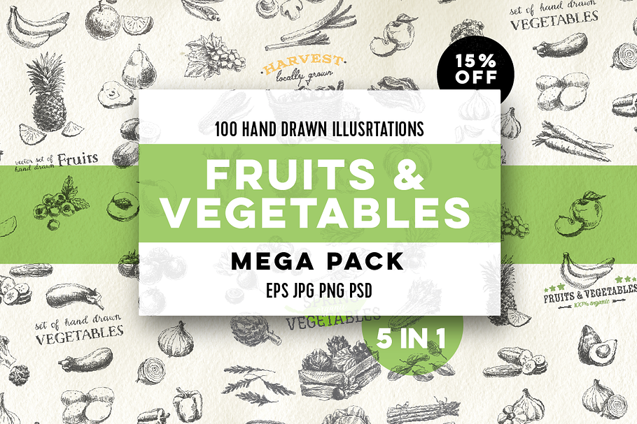 Mega pack. Fruits and vegetables. in Illustrations - product preview 8