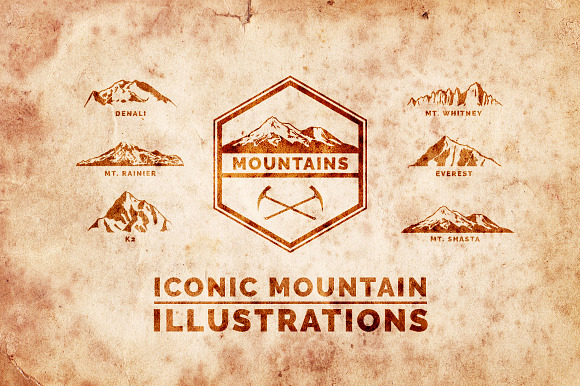 Iconic Mountain Vectors in Illustrations - product preview 1