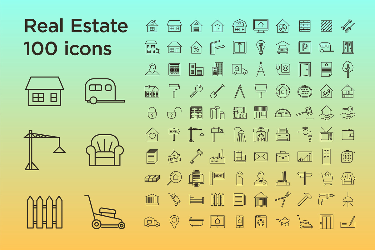 Real Estate 100 icons in Military Icons - product preview 8