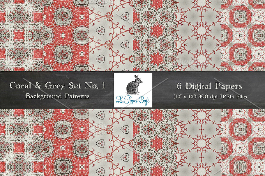 Coral & Grey Hippie Patterns in Patterns - product preview 8