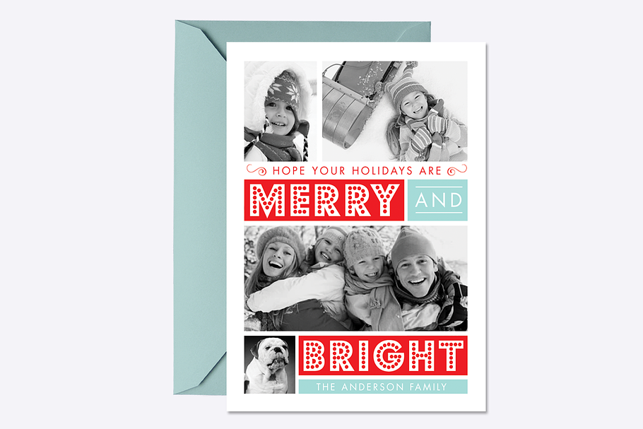 Merry & Bright Holiday Card Template in Stationery Templates - product preview 8