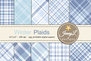 Winter Snow Plaid Digital Papers