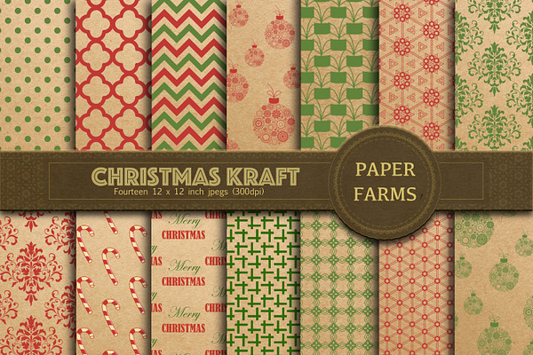 Christmas Kraft digital paper 