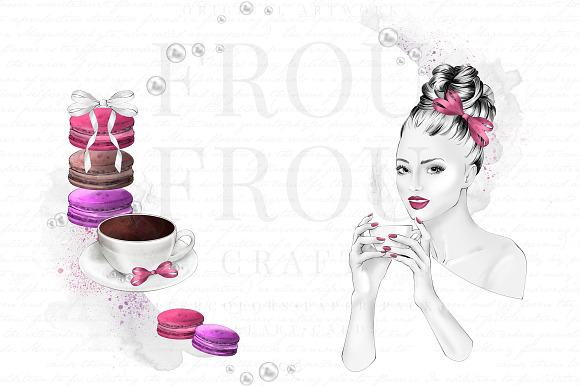Morning Coffee Girl Clip Art in Illustrations - product preview 3