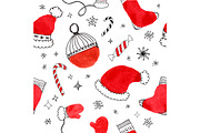 Seamless pattern, Christmas doodle