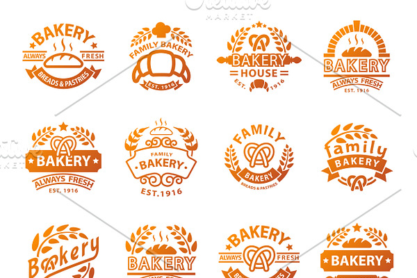 Bakery badgesand logo vector