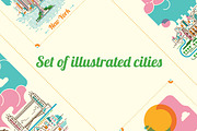 Set of illustrated cities