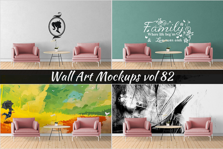 Wall Mockup - Sticker Mockup Vol 82 in Print Mockups - product preview 8