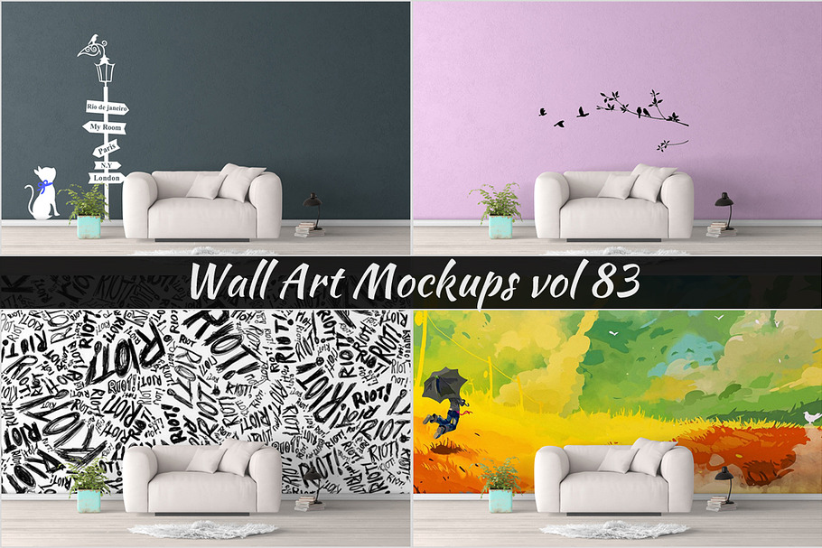 Wall Mockup - Sticker Mockup Vol 83 in Print Mockups - product preview 8