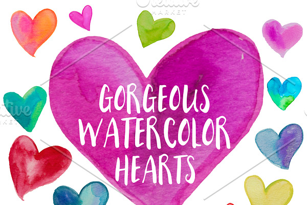 34 Watercolor Heart .PNG Files