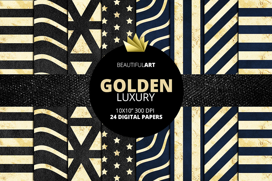 Golden Luxury Digital Papers in Textures - product preview 8