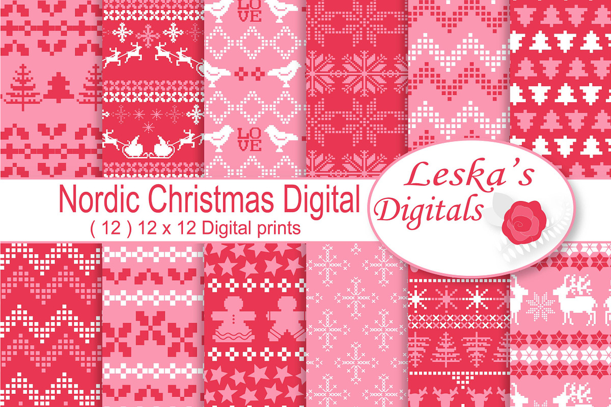 Nordic Christmas Digital Paper in Patterns - product preview 8