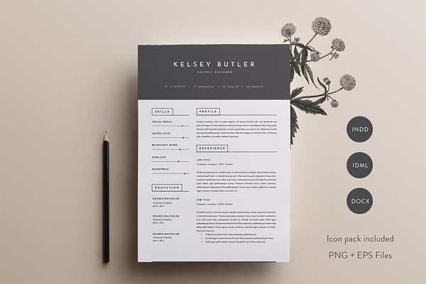 3 Page Resume Template | INDD + DOCX