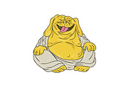 Laughing Bulldog Buddha Sitting 