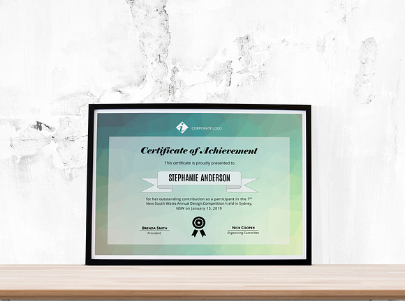 Polygon docx corporate certificate in Presentation Templates - product preview 1