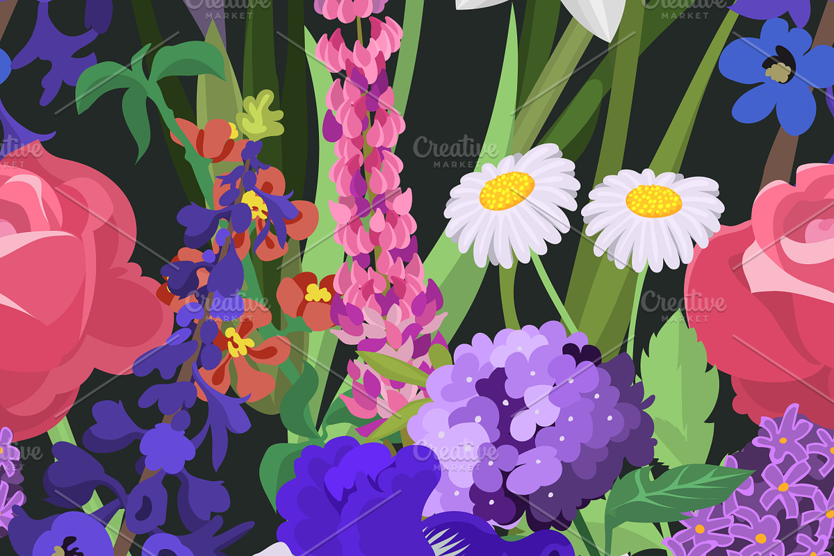 Flowers foliage seamless pattern in Illustrations - product preview 8