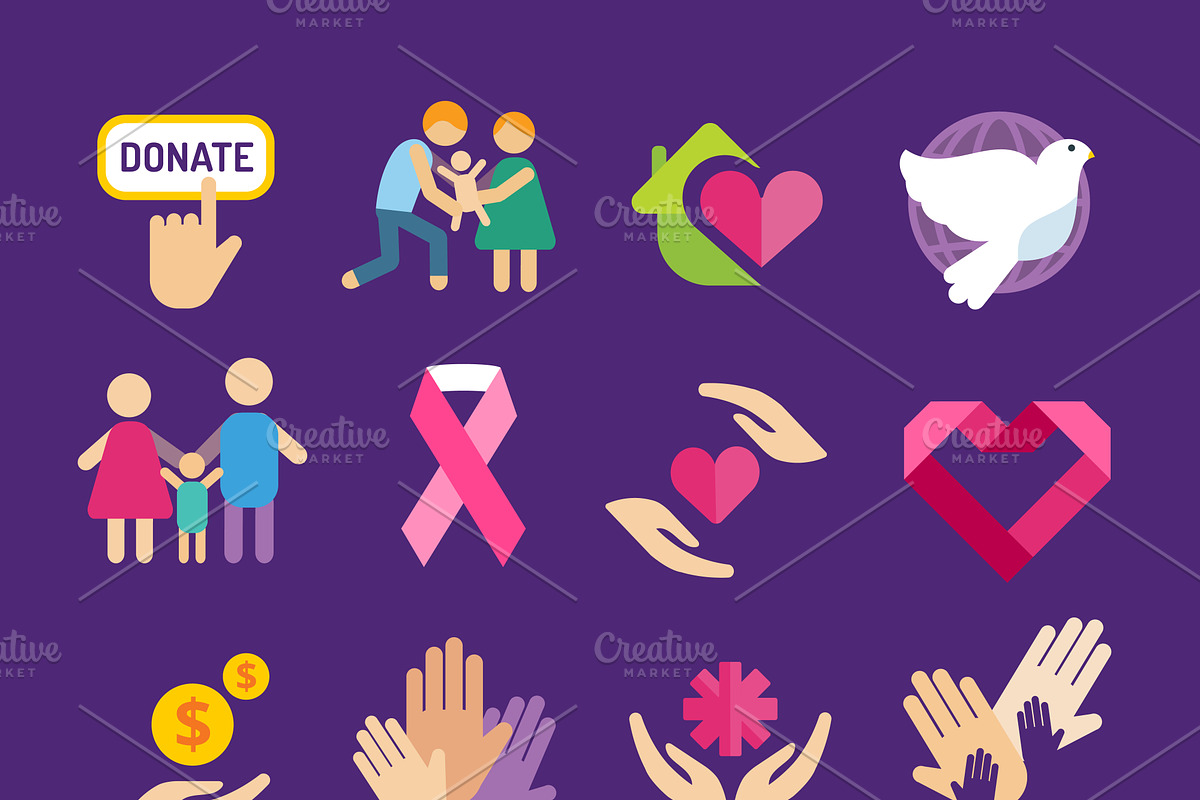 Charity vector logo icons in Illustrations - product preview 8