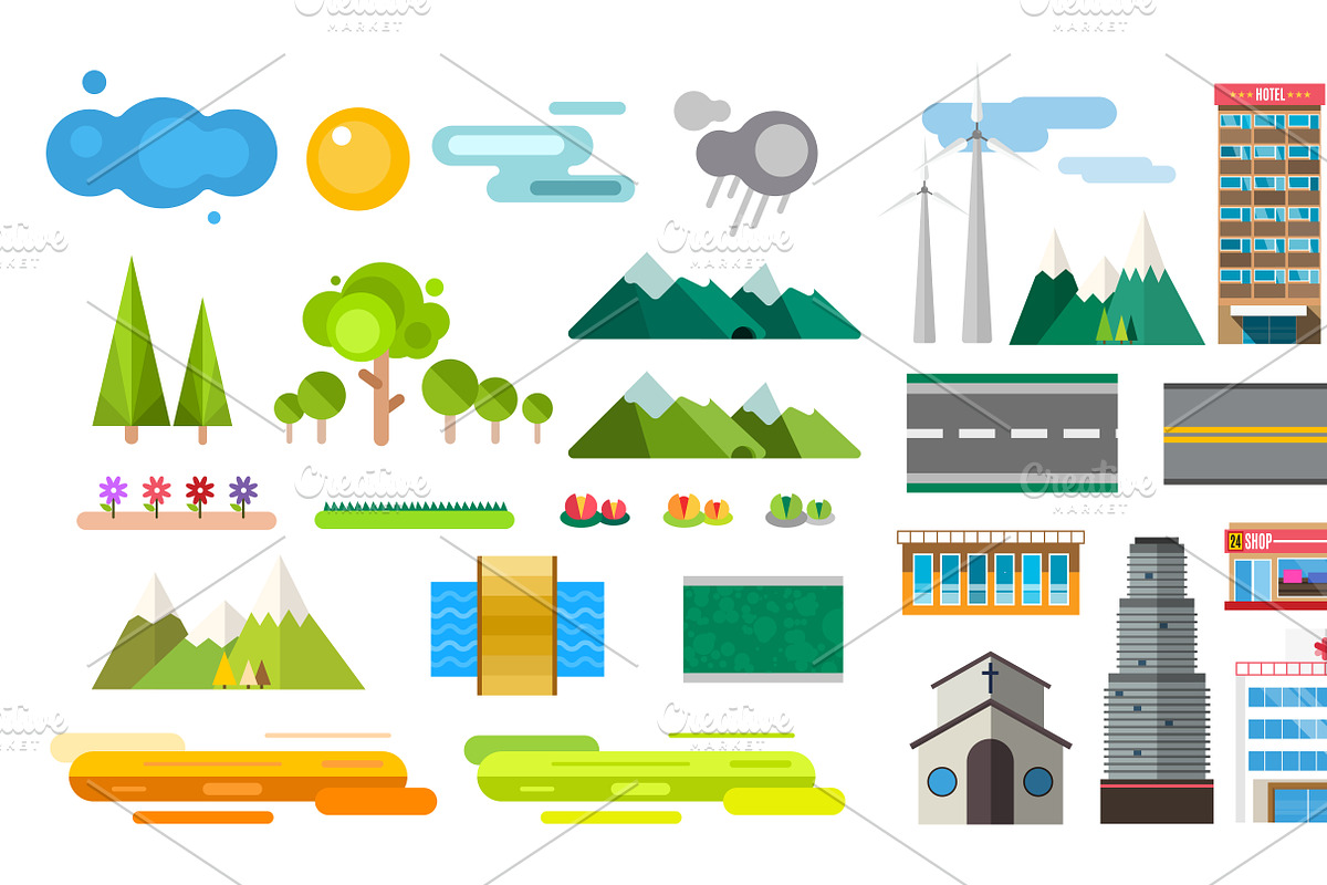 Roads and city buildings vector in Illustrations - product preview 8