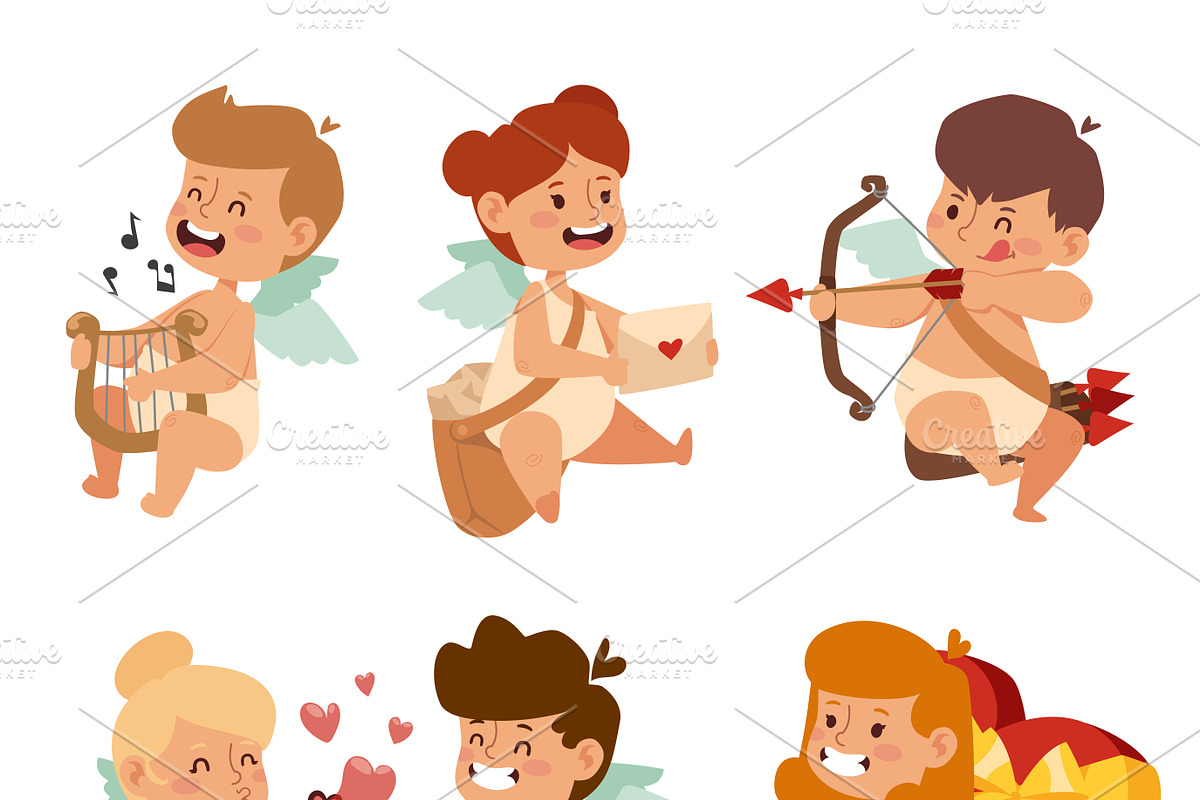 Valentine Day cupid angels vector in Illustrations - product preview 8