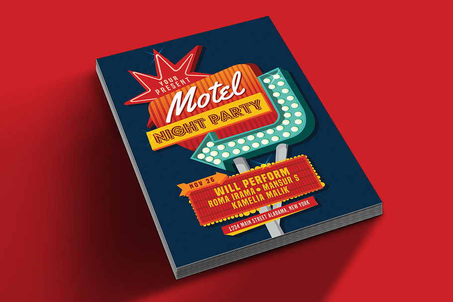 Motel Sign Party Flyer in Flyer Templates - product preview 8