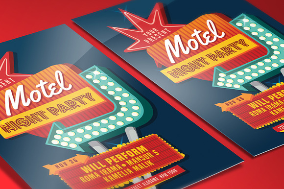Motel Sign Party Flyer in Flyer Templates - product preview 1