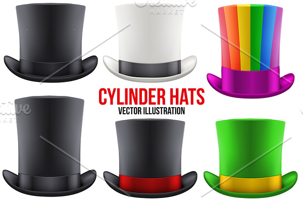 Set of Gentelmen Hats Cylinder