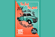 Color vintage car tow truck poster