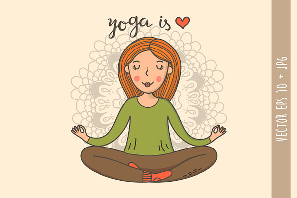 Yoga girl in lotus position in eps10