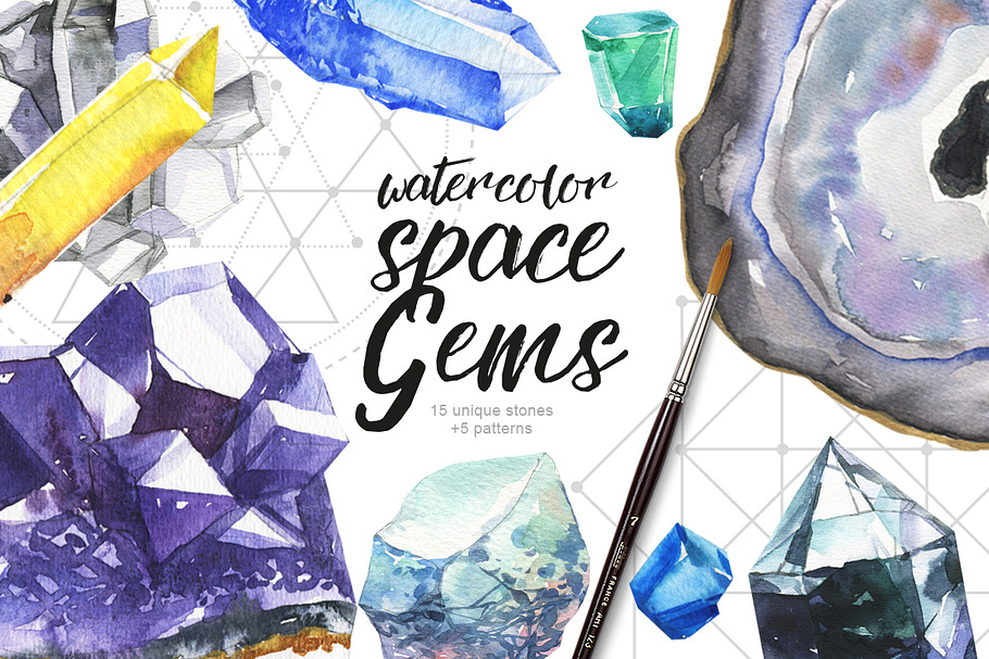 Watercolor space Gems
