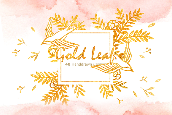 Gold Leaf Watercolor clipart in Illustrations - product preview 2