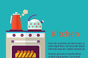 Kitchenware vector concept with oven