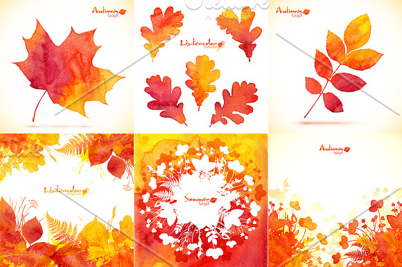 15 Watercolor autumn elements in Patterns - product preview 1
