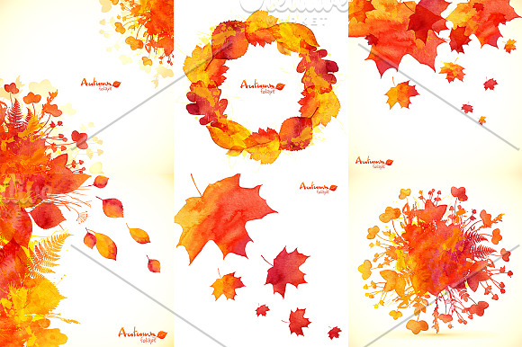 15 Watercolor autumn elements in Patterns - product preview 2