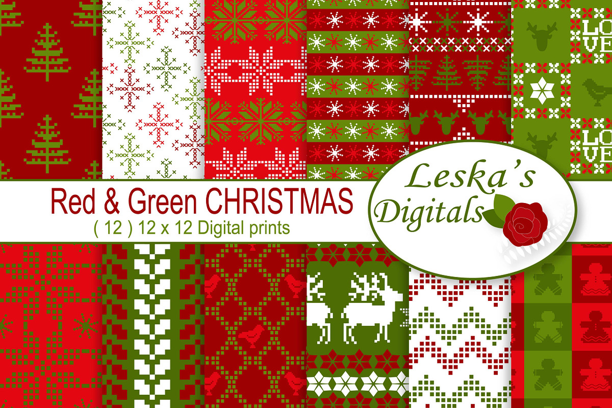 Red and Green Christmas Patterns in Patterns - product preview 8