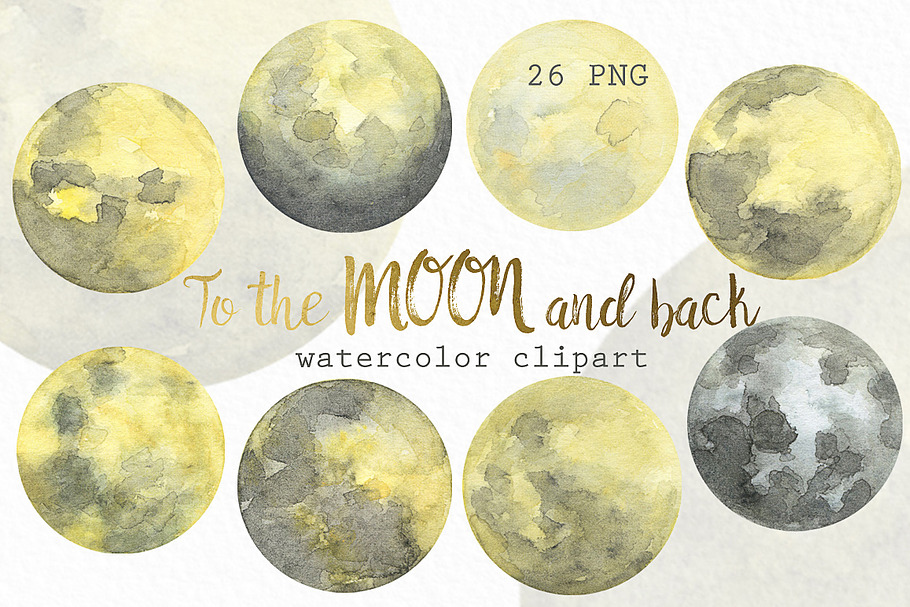 Watercolor Moon Phases.