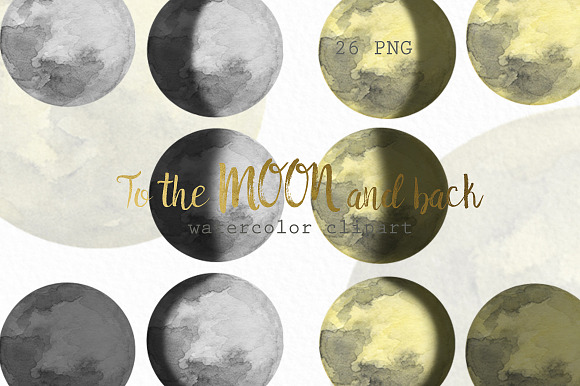 Watercolor Moon Phases. in Illustrations - product preview 1
