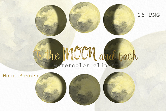 Watercolor Moon Phases. in Illustrations - product preview 2