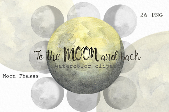 Watercolor Moon Phases. in Illustrations - product preview 3