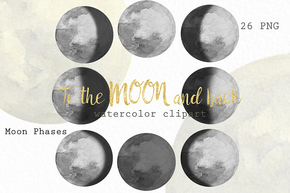 Watercolor Moon Phases. in Illustrations - product preview 4