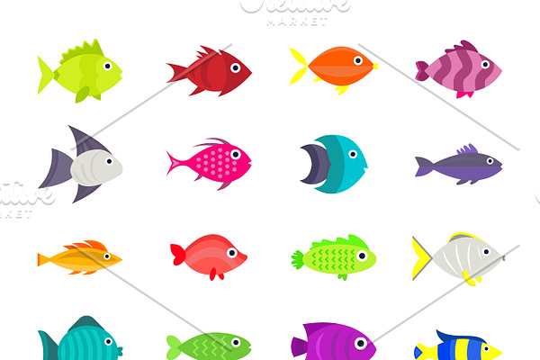 Cute fish vector set