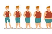 Fat man different stages vector