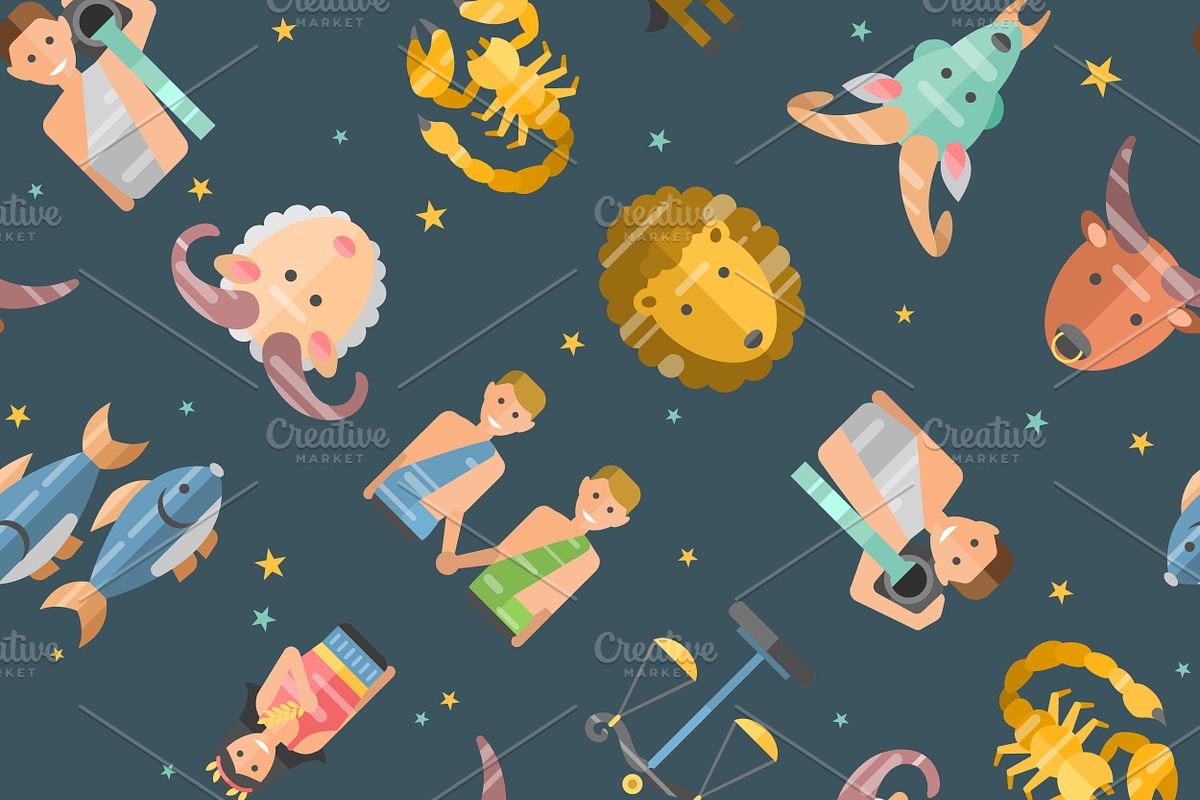 Zodiac seamless pattern vector in Illustrations - product preview 8